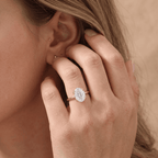 Simple gold bridal ring oval dual prong profile