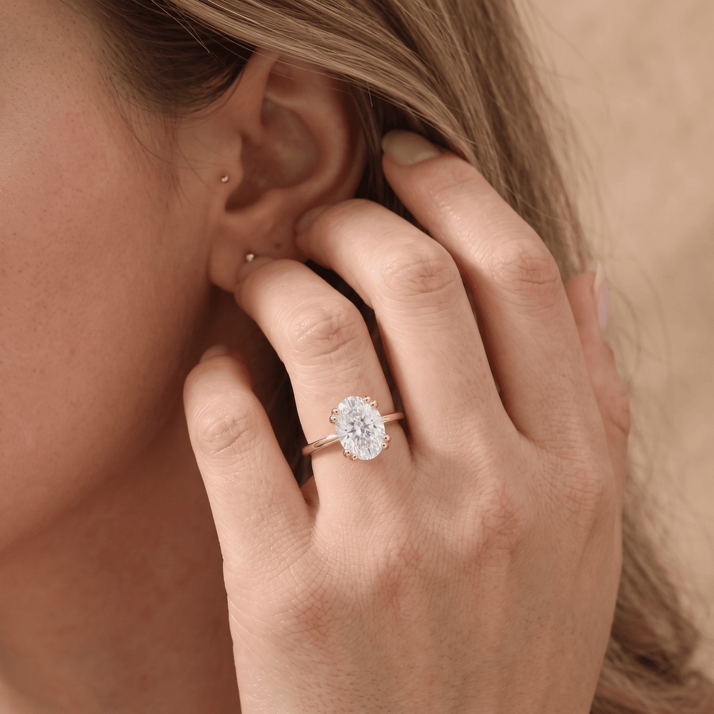 Simple gold bridal ring oval dual prong profile