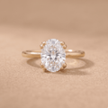 14k gold oval dual prong lab diamond ring front view