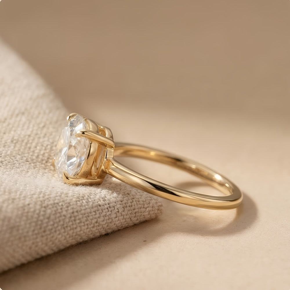 Oval lab grown diamond wedding ring side view