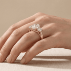 Oval diamond anniversary ring in gold