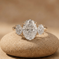 Three stone oval diamond bridal ring
