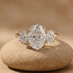Three stone oval diamond bridal ring