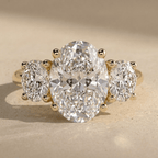 Oval lab grown diamond gold engagement ring