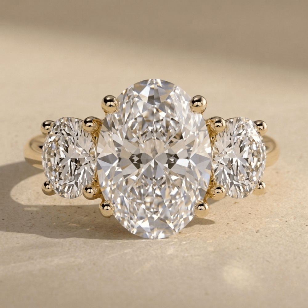 Oval lab grown diamond gold engagement ring