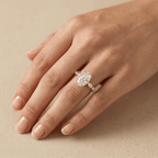 Oval lab diamond bridal ring with side stone detailing