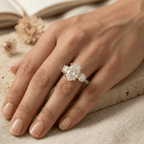 Oval center stone lab diamond ring with sparkling side diamonds