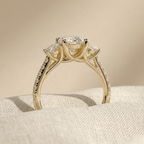 Elegant oval three stone engagement ring for women