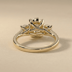 Lab grown oval diamond ring with pavé set band in 14K gold