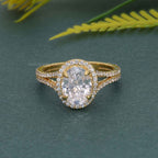 Oval Laboratory Diamond Split Shank Halo Engagement Ring - JBR Jeweler