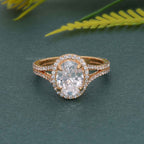 Oval Laboratory Diamond Split Shank Halo Engagement Ring - JBR Jeweler