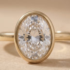 18K gold moissanite engagement ring close-up