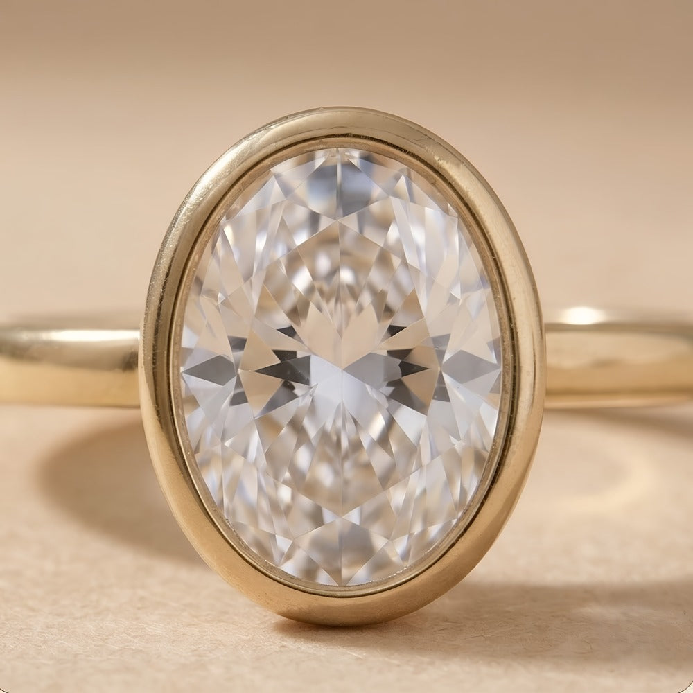 18K gold moissanite engagement ring close-up