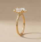 14k gold oval moissanite halo ring side profile