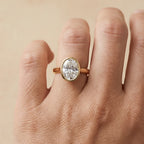 Oval cut moissanite solitaire ring in gift box