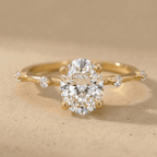Oval cut moissanite ring with delicate gold band