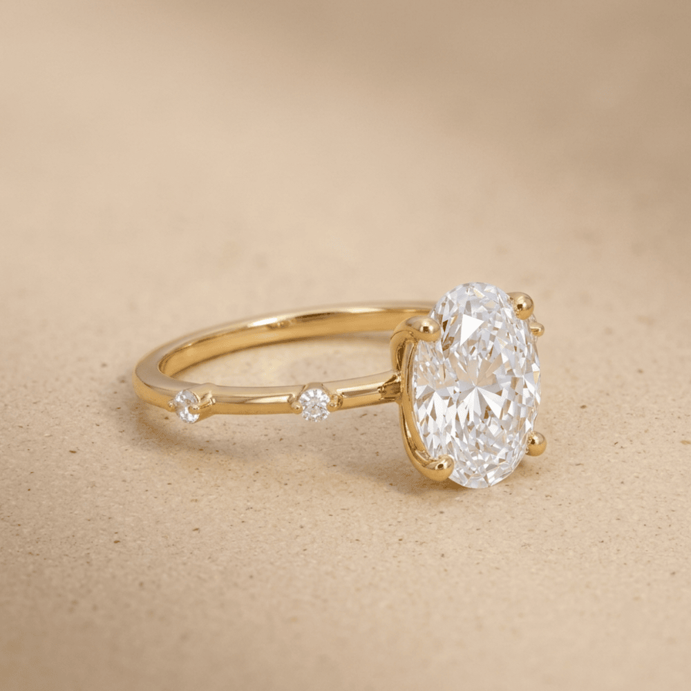 Minimalist oval moissanite engagement ring in gold