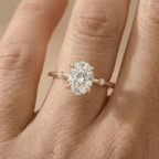 Oval moissanite promise ring with delicate gold band