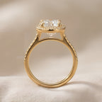 14K gold halo ring side profile view