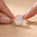 Birthstone halo ring for mom close-up
