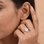 Oval halo birthstone ring lifestyle photo