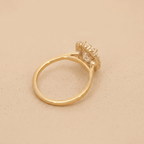 Oval moissanite ring lotus halo side profile