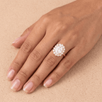 Moissanite proposal ring lotus design on hand