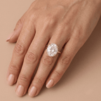 14K gold hidden halo ring worn on hand