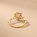 Oval moissanite proposal ring, top view