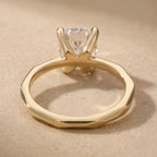 Oval moissanite solitaire ring top view