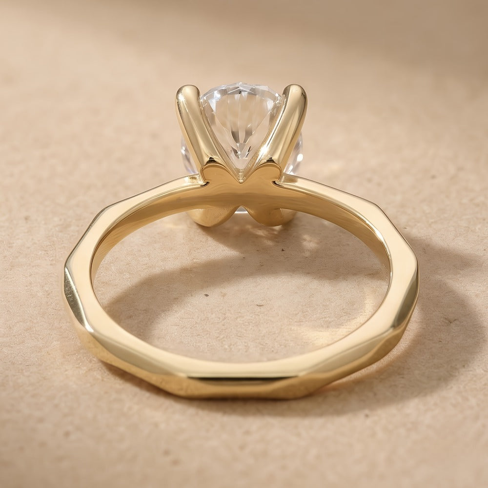 Oval moissanite solitaire ring top view