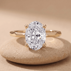 Oval cut moissanite solitaire ring front view