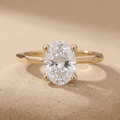 Oval cut moissanite solitaire ring front view