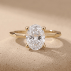 Oval cut moissanite solitaire ring front view