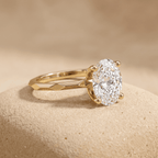 Minimalist gold moissanite ring side profile