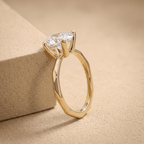 Minimalist gold moissanite ring side profile