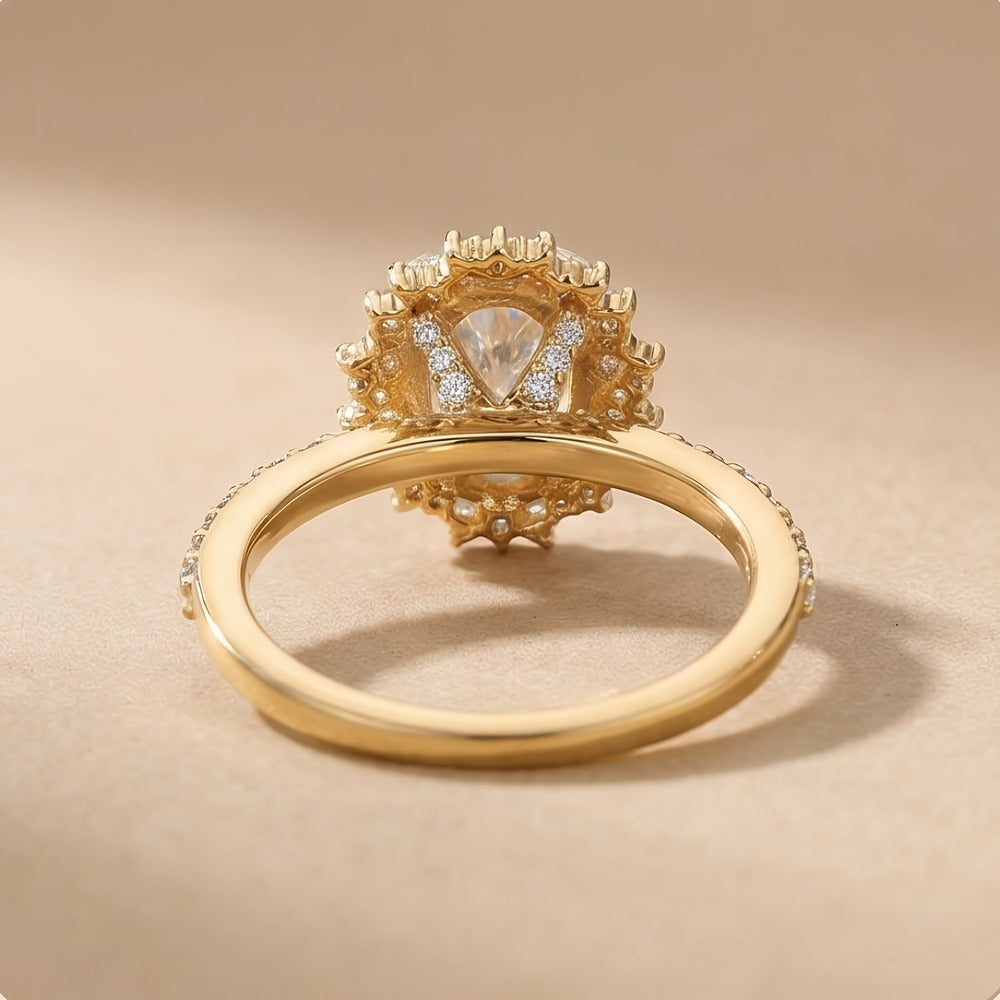 Affordable moissanite oval engagement halo ring