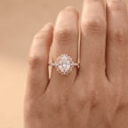Custom moissanite oval sunburst halo design