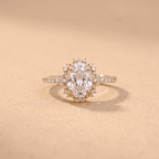 Sunburst halo oval moissanite anniversary band