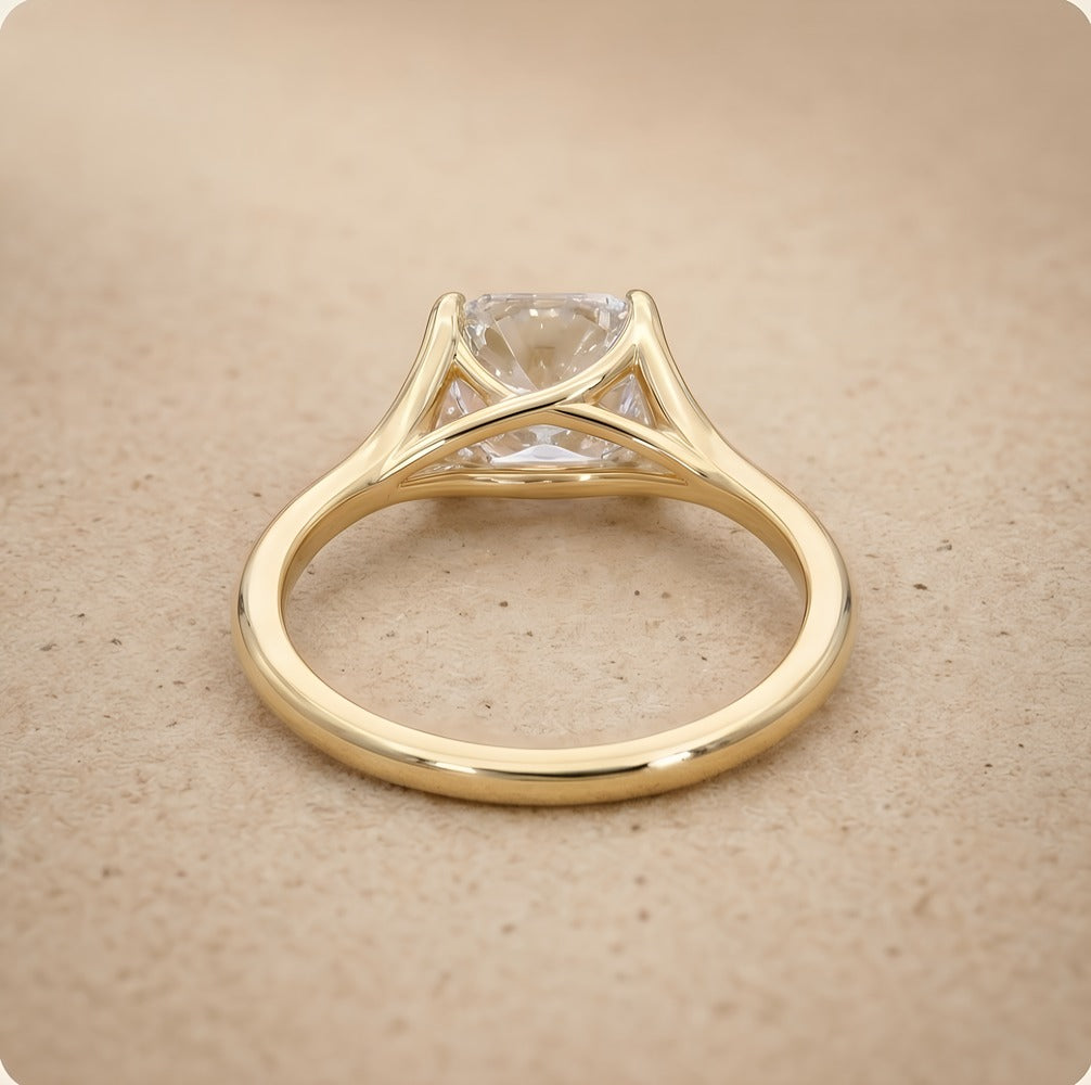 Wrapped moissanite ring top-down oval angle