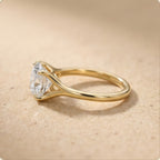 Wrapped band detail oval moissanite bridal ring