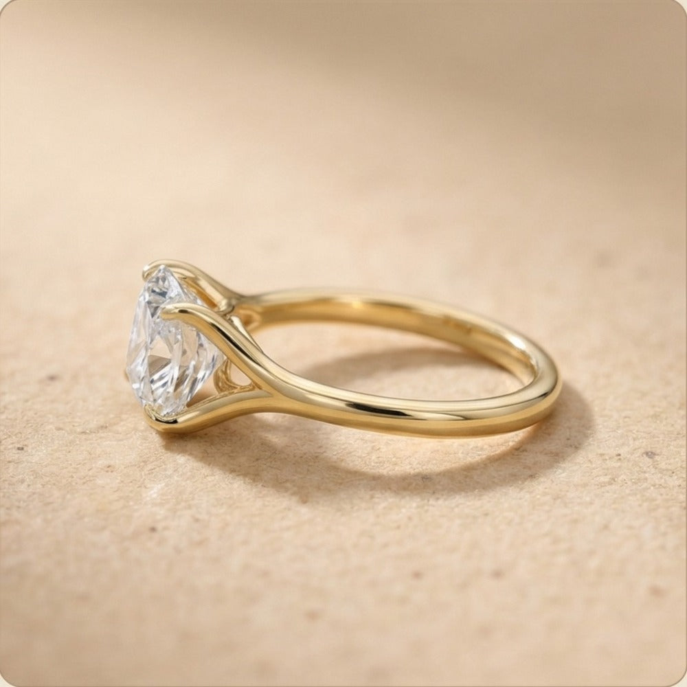 Wrapped band detail oval moissanite bridal ring