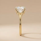 Oval moissanite engagement ring side profile view