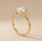 Oval moissanite engagement ring side profile view