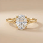 Wrapped bridal ring oval moissanite front view