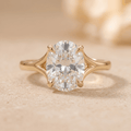 Wrapped bridal ring oval moissanite front view