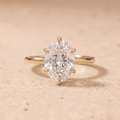 Six Prong Oval Cut Moissanite Solitaire Engagement Ring front view