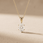 Oval Solitaire Pendant Necklace 14K Gold Oval Diamond Necklace