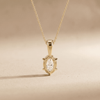 Oval Solitaire Pendant Necklace 14K Gold Oval Diamond Necklace