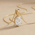 Oval Solitaire Pendant Necklace 14K Gold Oval Diamond Necklace